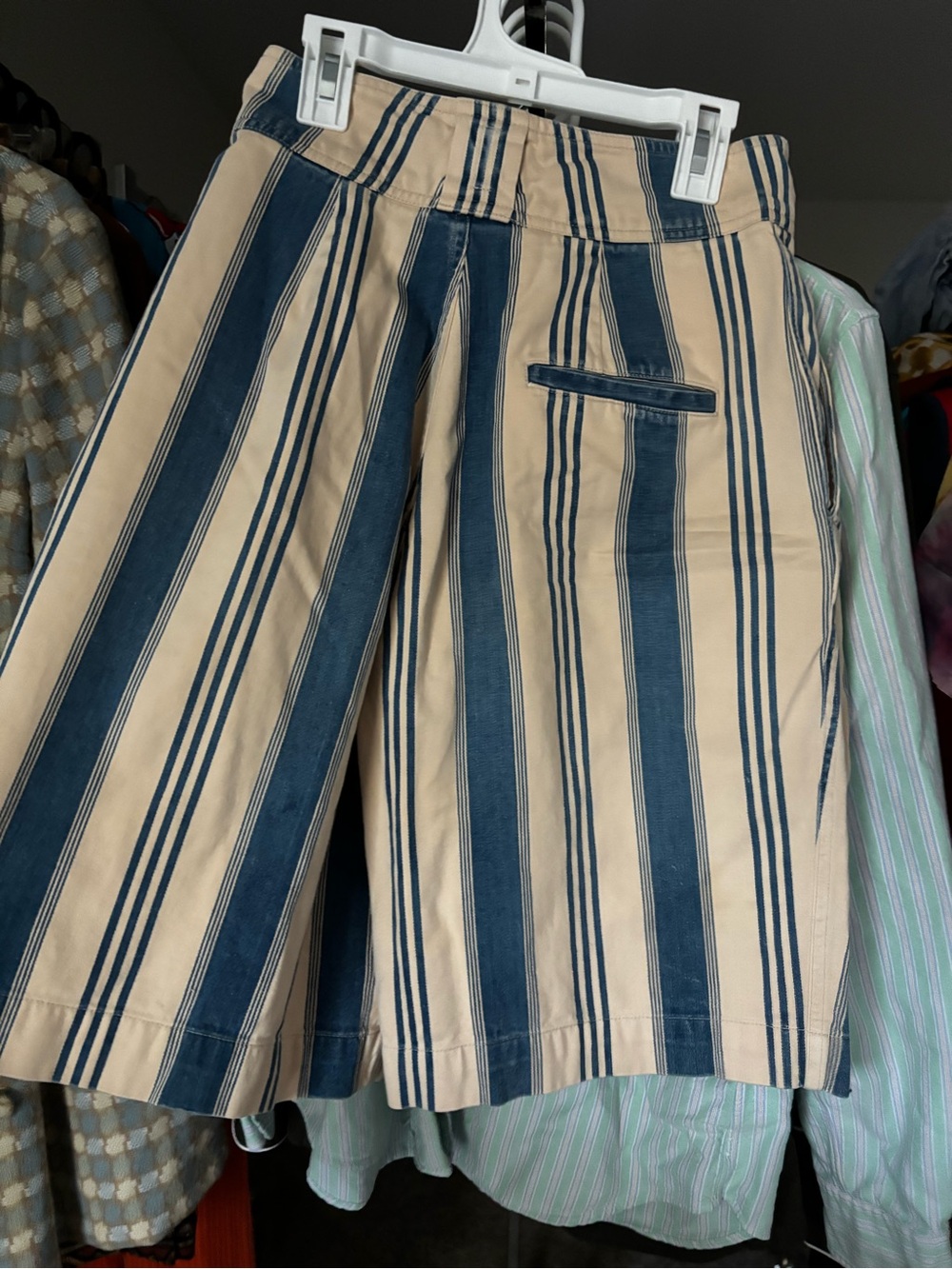 Ralph Lauren vintage Vertical Stripe Cotton Shorts in Blue and Cream - Picture 4 of 5